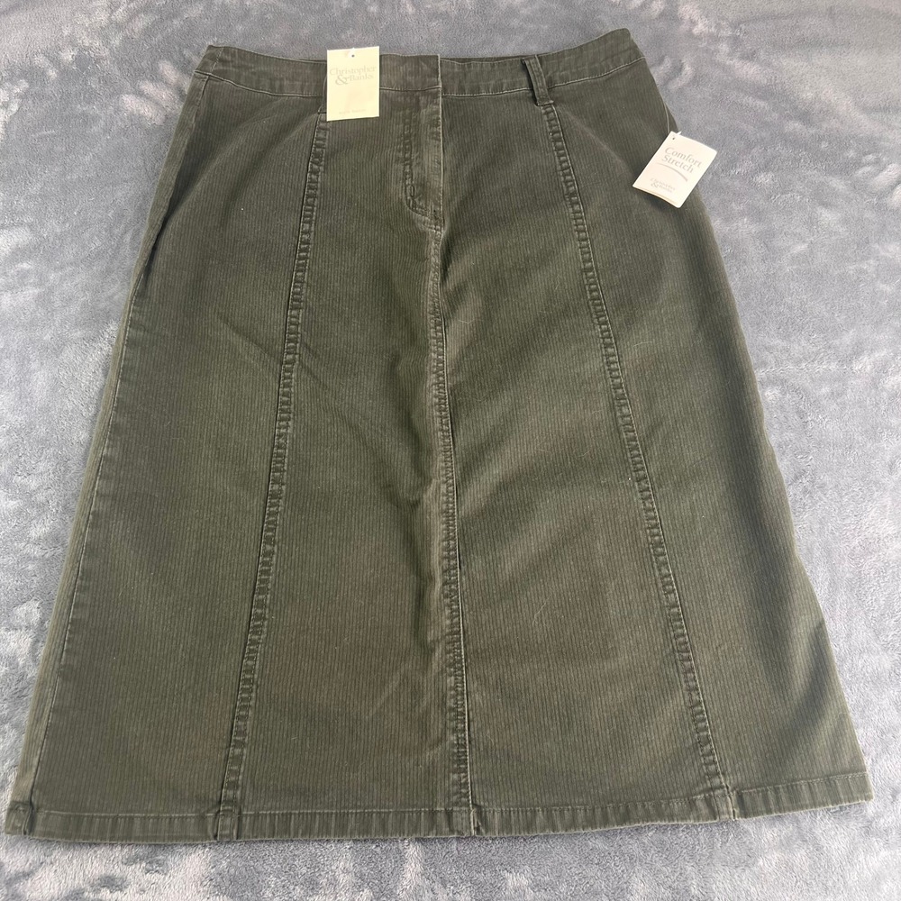 Christopher & Banks Forest Green Comfort Stretch Midi Skirt NWT Size 10